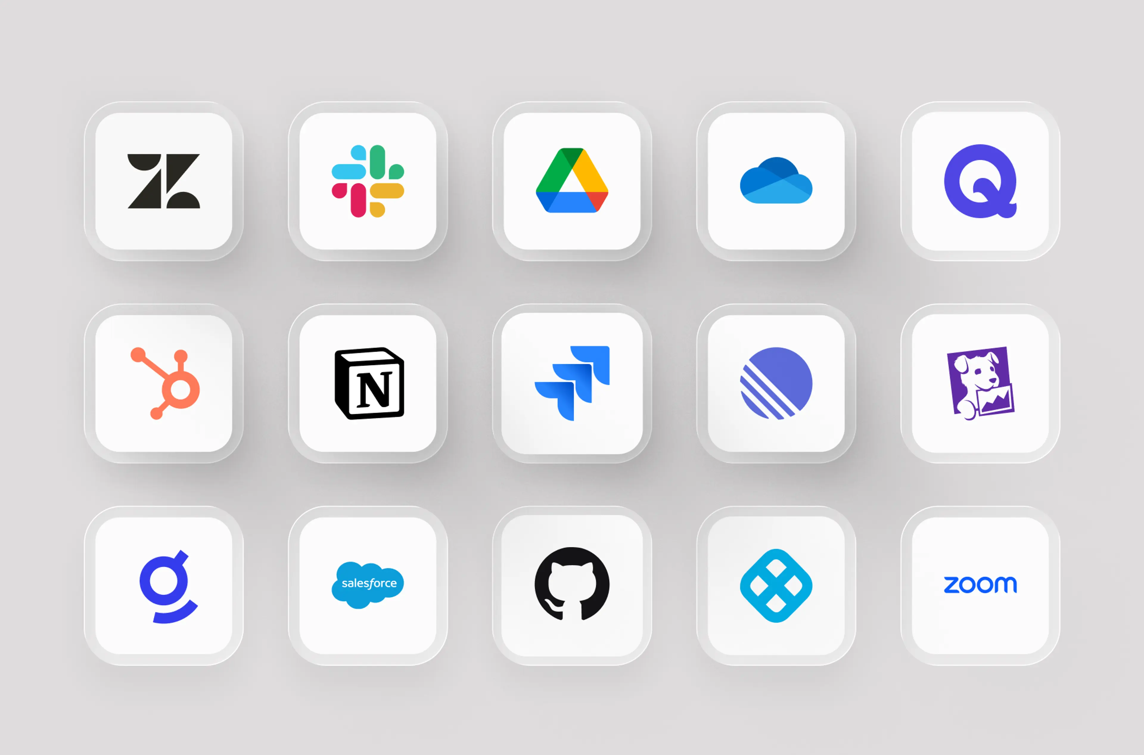 Integraciones: Slack, Salesforce, GitHub, Notion, Zoom, Jira y más
